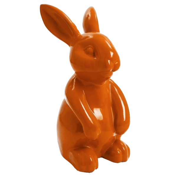Sculpture Lapin en Résine 60 cm Orange Brillant – Swiss Sculpture - Swiss-sculpture.ch