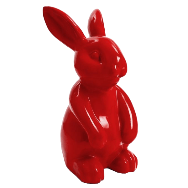 Sculpture Lapin en Résine 60 cm Rouge Brillant – Swiss Sculpture - Swiss-sculpture.ch