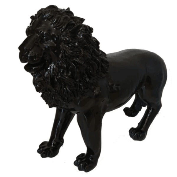Sculpture Lion XXL en Résine 100 cm Noir – Swiss Sculpture - Swiss-sculpture.ch