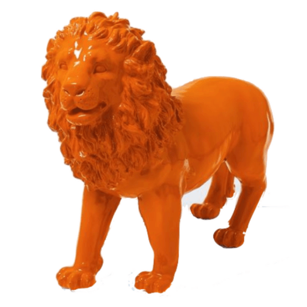 Sculpture Lion XXL en Résine 100 cm Orange – Swiss Sculpture - Swiss-sculpture.ch