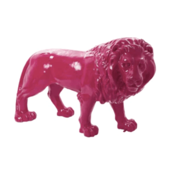 Sculpture Lion XXL en Résine 190 cm Rose Fuchsia – Swiss Sculpture - Swiss-sculpture.ch