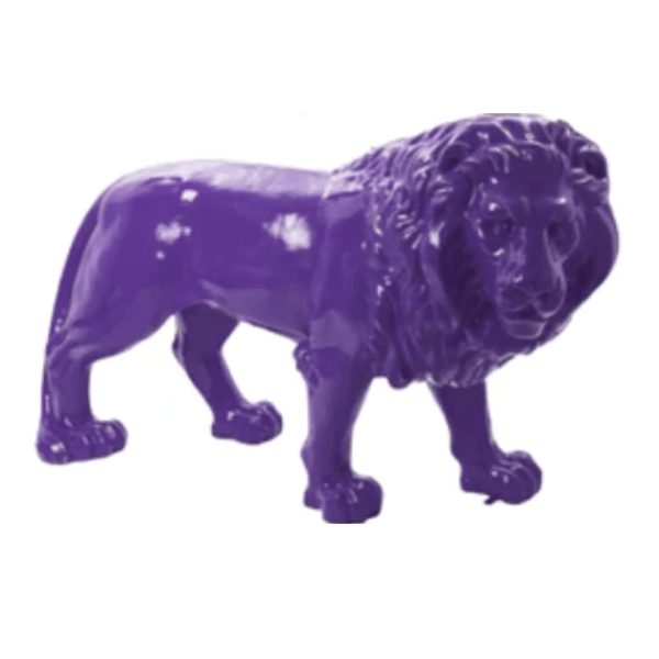 Sculpture Lion XXL en Résine 190 cm Violet Brillant – Swiss Sculpture - Swiss-sculpture.ch