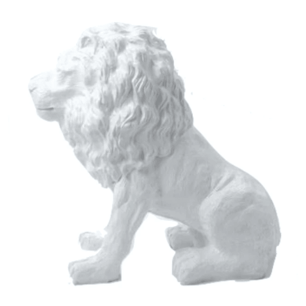 Sculpture Lion en Résine 65 cm Blanc Mat – Swiss Sculpture - Swiss-sculpture.ch