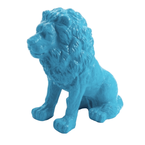 Sculpture Lion en Résine 65 cm Bleu Ciel – Swiss Sculpture - Swiss-sculpture.ch