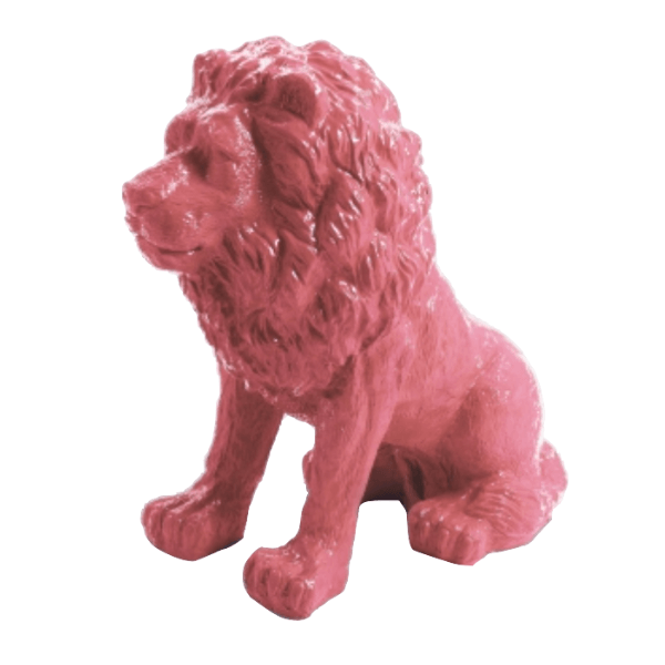 Sculpture Lion en Résine 65 cm Rose Clair – Swiss Sculpture - Swiss-sculpture.ch