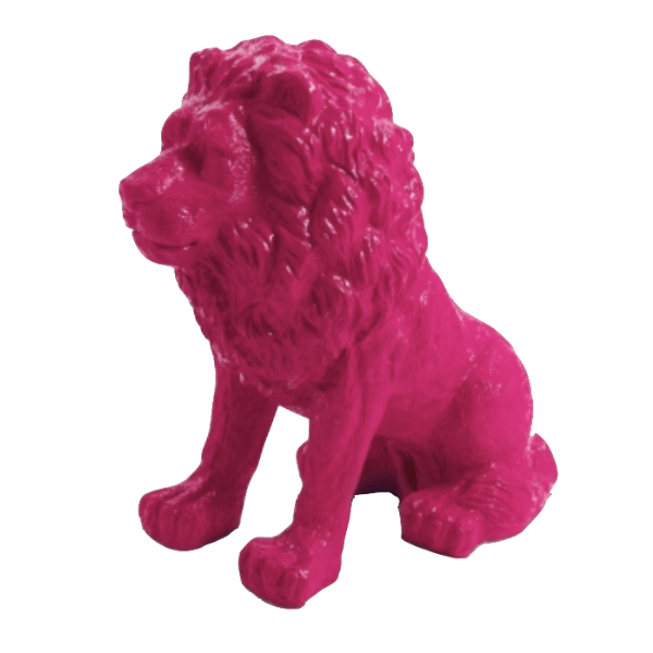 Sculpture Lion en Résine 65 cm Rose Fuchsia – Swiss Sculpture - Swiss-sculpture.ch