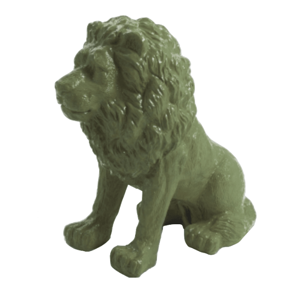 Sculpture Lion en Résine 65 cm Vert Kaki – Swiss Sculpture - Swiss-sculpture.ch