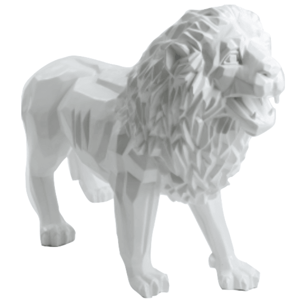 Sculpture Lion XXL en Résine 100 cm Blanc Mat – Swiss Sculpture - Swiss-sculpture.ch