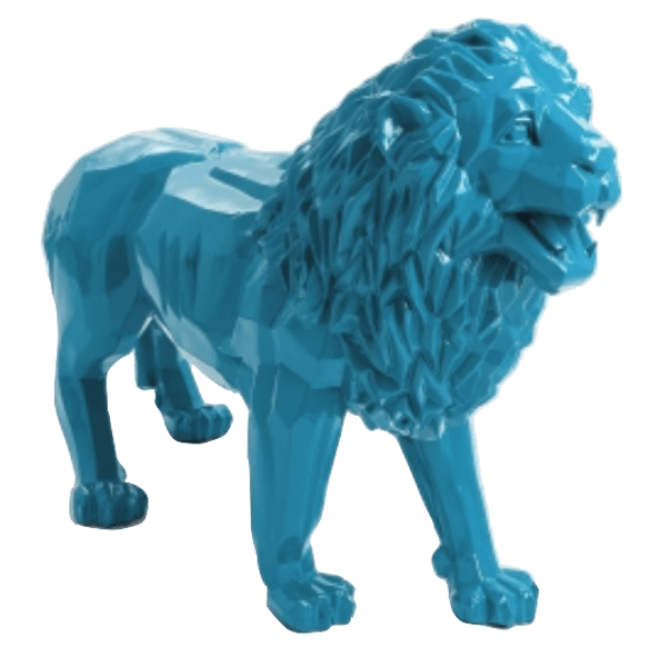 Sculpture Lion XXL en Résine 100 cm Bleu Ciel – Swiss Sculpture - Swiss-sculpture.ch