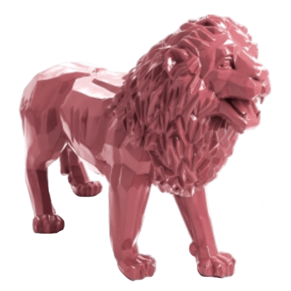 Sculpture Lion XXL en Résine 100 cm Rose Clair – Swiss Sculpture - Swiss-sculpture.ch