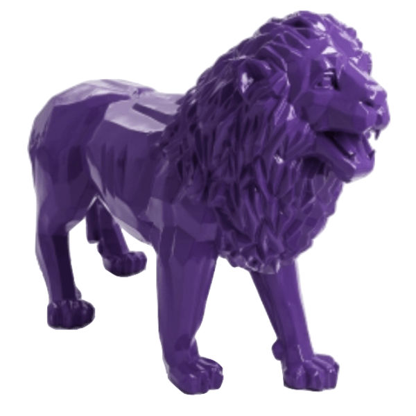 Sculpture Lion XXL en Résine 100 cm Violet – Swiss Sculpture - Swiss-sculpture.ch
