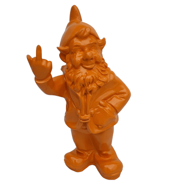 Sculpture Nain en Résine 33 cm Orange – Swiss Sculpture - Swiss-sculpture.ch