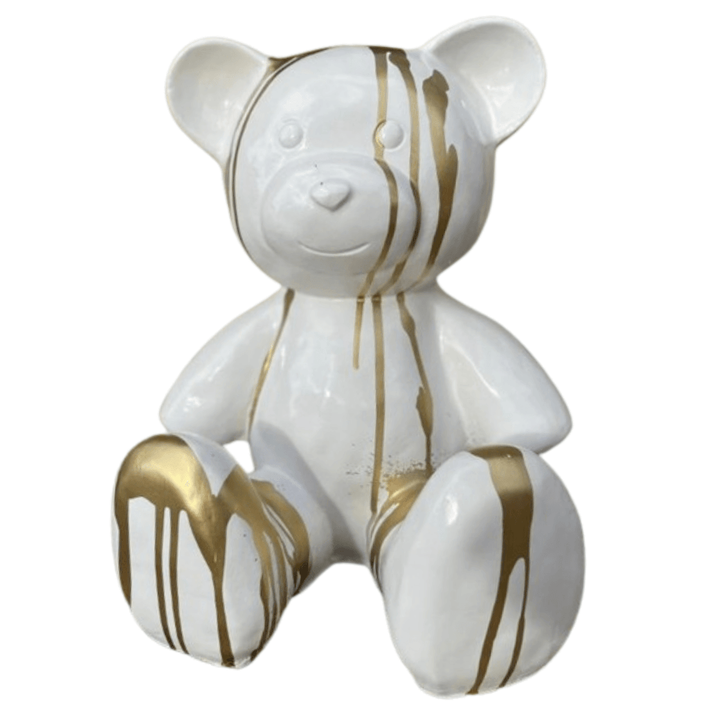 Sculpture Ours en Résine 65 cm Blanc Doré – Swiss Sculpture - Swiss-sculpture.ch