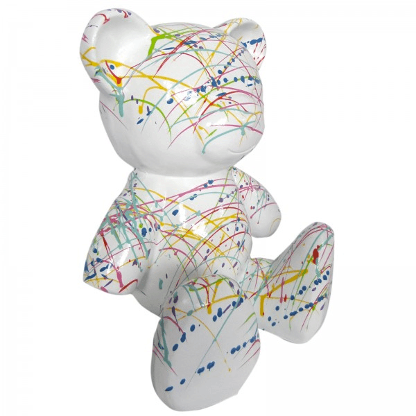 Sculpture Ours 65 cm en Résine Blanc Graffiti – Swiss Sculpture - Swiss-sculpture.ch