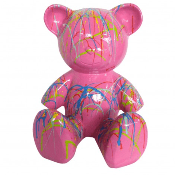 Sculpture Ours 65 cm en Résine Rose Graffiti – Swiss Sculpture - Swiss-sculpture.ch