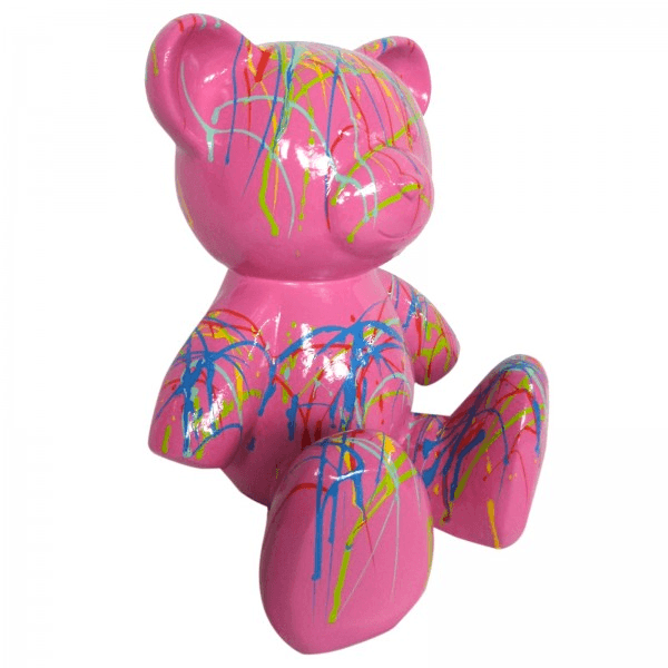 Sculpture Ours 35 cm en Résine Rose Graffiti – Swiss Sculpture - Swiss-sculpture.ch