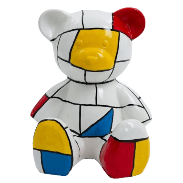 Sculpture Ours Mondrian 65 cm en Résine – Swiss Sculpture - Swiss-sculpture.ch