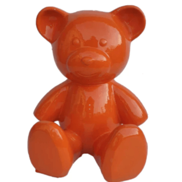 Sculpture Ours en Résine 65 cm Orange Brillant – Swiss Sculpture - Swiss-sculpture.ch