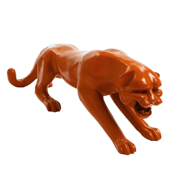 Sculpture Panthère XXL en Résine 110 cm Orange – Swiss Sculpture - Swiss-sculpture.ch