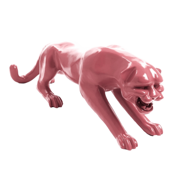 Sculpture Panthère XXL en Résine 110 cm Rose Clair – Swiss Sculpture - Swiss-sculpture.ch