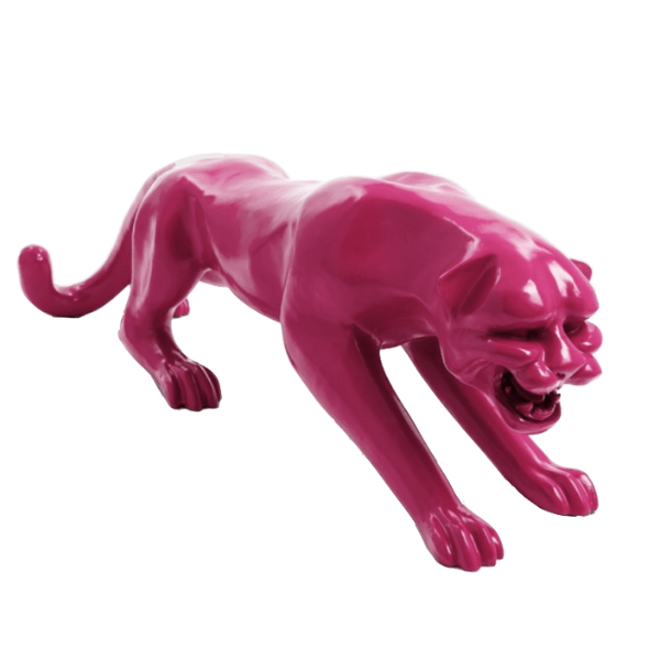 Sculpture Panthère XXL en Résine 110 cm Rose Fuschia – Swiss Sculpture - Swiss-sculpture.ch
