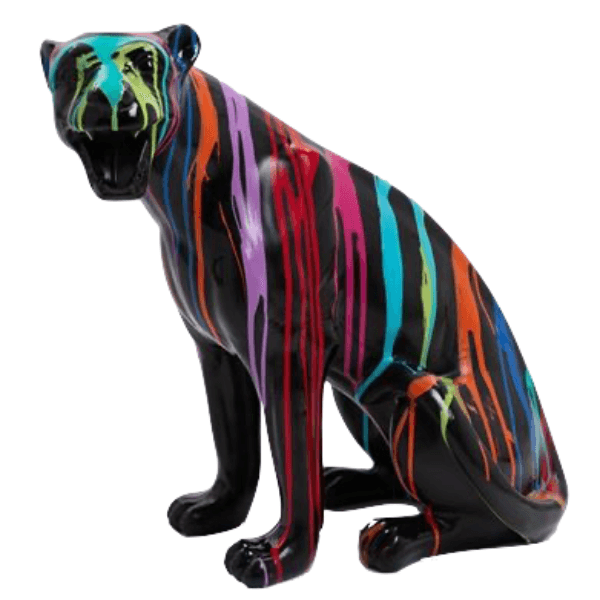 Sculpture Panthère en Résine 75 cm Multicolore – Swiss Sculpture - Swiss-sculpture.ch