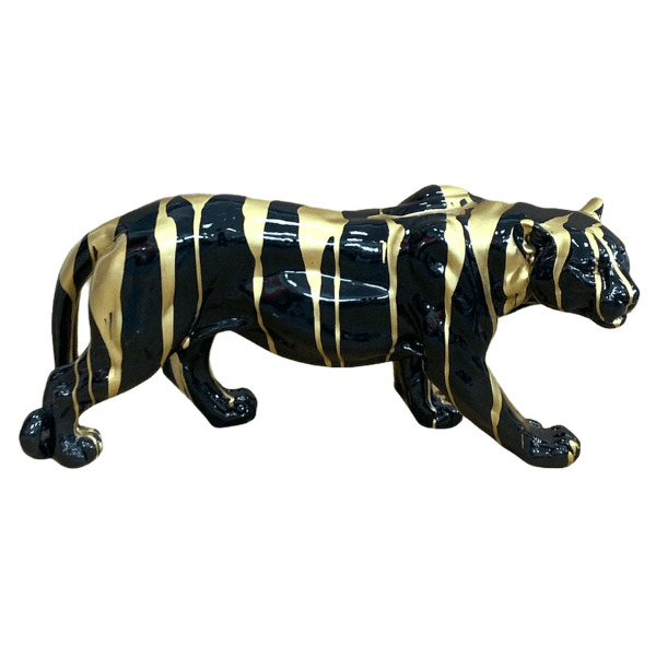 Sculpture Panthère 80 cm en Résine Noir Doré – Swiss Sculpture - Swiss-sculpture.ch