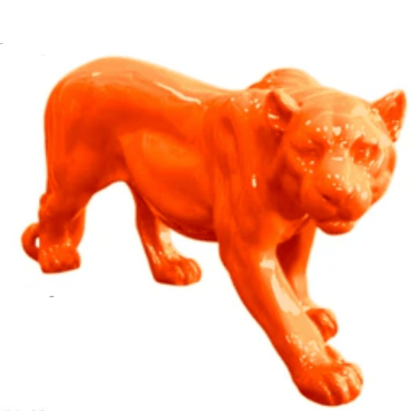 Sculpture Panthère en Résine 80 cm Orange Brillant – Swiss Sculpture - Swiss-sculpture.ch