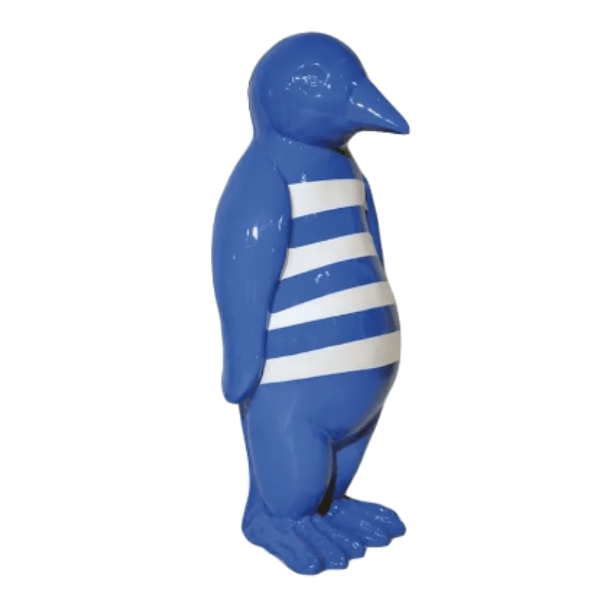 Sculpture Pingouin XXL en Résine 120 cm Blanc et Bleu Marin – Swiss Sculpture - Swiss-sculpture.ch