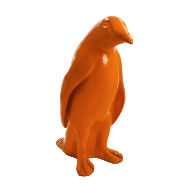 Sculpture Pingouin XXL en Résine 120 cm Orange – Swiss Sculpture - Swiss-sculpture.ch