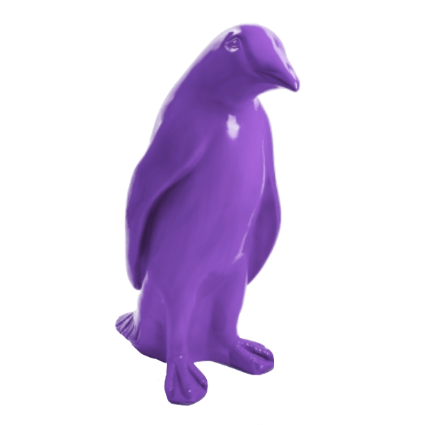 Sculpture Pingouin XXL en Résine 120 cm Violet – Swiss Sculpture - Swiss-sculpture.ch