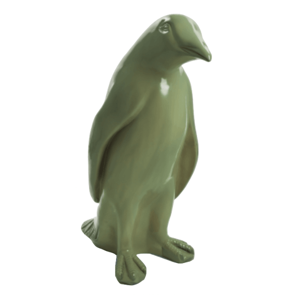 Sculpture Pingouin en Résine 70 cm Vert Kaki – Swiss Sculpture - Swiss-sculpture.ch
