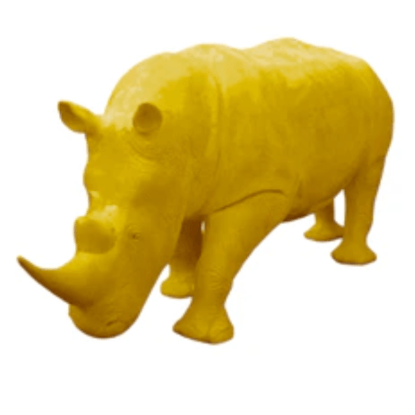 Sculpture Rhinocéros XXL en Résine 380 cm Jaune – Swiss Sculpture - Swiss-sculpture.ch