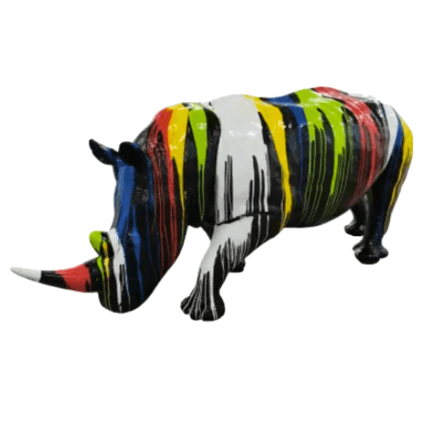 Sculpture Rhinocéros XXL en Résine 380 cm Multicolore – Swiss Sculpture - Swiss-sculpture.ch