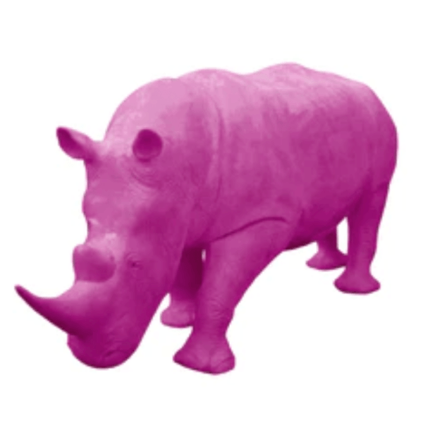 Sculpture Rhinocéros XXL 380 cm en Résine Rose Fuchsia – Swiss Sculpture - Swiss-sculpture.ch