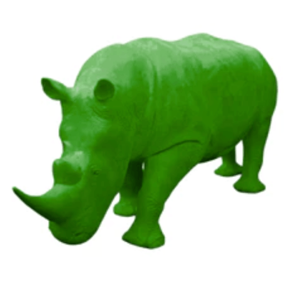 Sculpture Rhinocéros XXL en Résine 380 cm Vert Pomme Brillant – Swiss Sculpture - Swiss-sculpture.ch