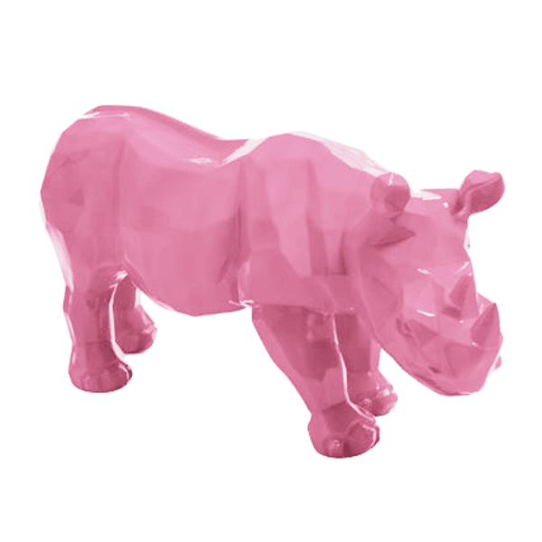 Sculpture Rhinocéros XXL en Résine 100 cm Rose Clair – Swiss Sculpture - Swiss-sculpture.ch