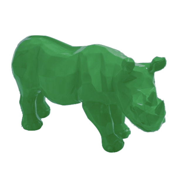 Sculpture Rhinocéros XXL en Résine 100 cm Vert – Swiss Sculpture - Swiss-sculpture.ch