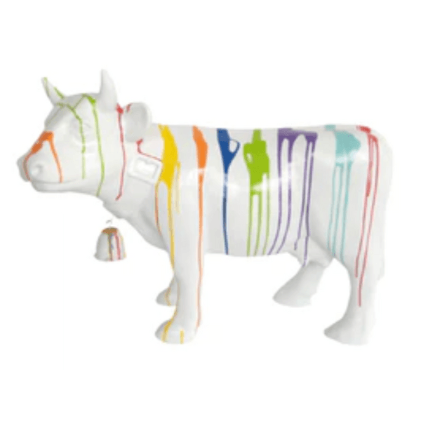 Sculpture Vache XXL en Résine 110 cm Multicolore Brillant – Swiss Sculpture - Swiss-sculpture.ch