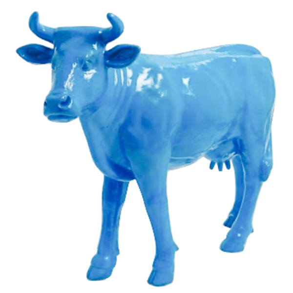 Sculpture Vache XXL en Résine 140 cm Bleu Ciel – Swiss Sculpture - Swiss-sculpture.ch