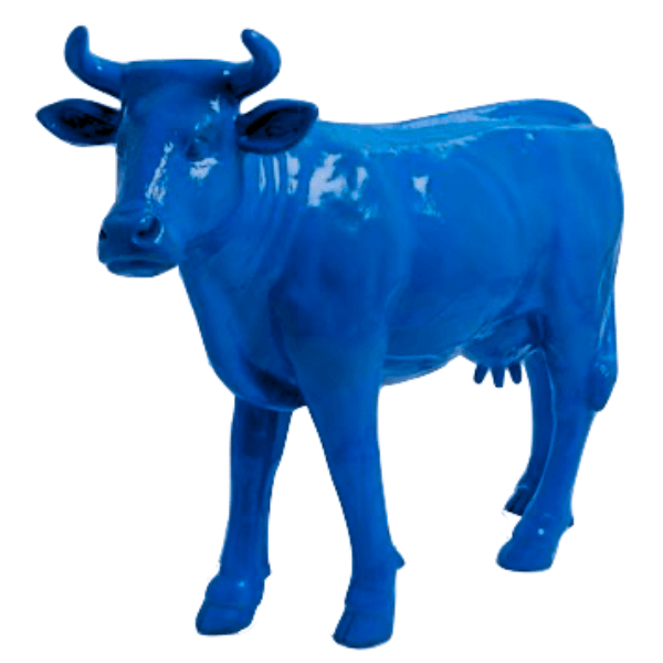 Sculpture Vache XXL en Résine 140 cm Bleu Nuit – Swiss Sculpture - Swiss-sculpture.ch