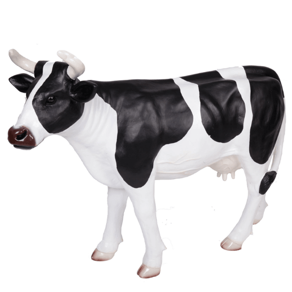 Sculpture Vache XXL en Résine 140 cm Tache Noire – Swiss Sculpture - Swiss-sculpture.ch
