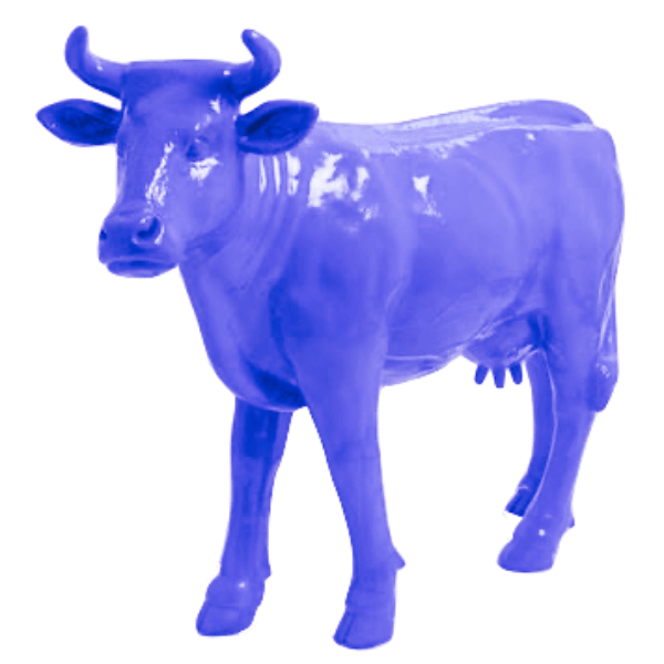 Sculpture Vache XXL en Résine 140 cm Violet – Swiss Sculpture - Swiss-sculpture.ch