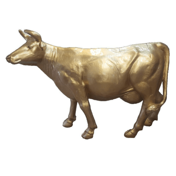 Sculpture Vache XXL 225 cm en Résine Dorée – Swiss Sculpture - Swiss-sculpture.ch