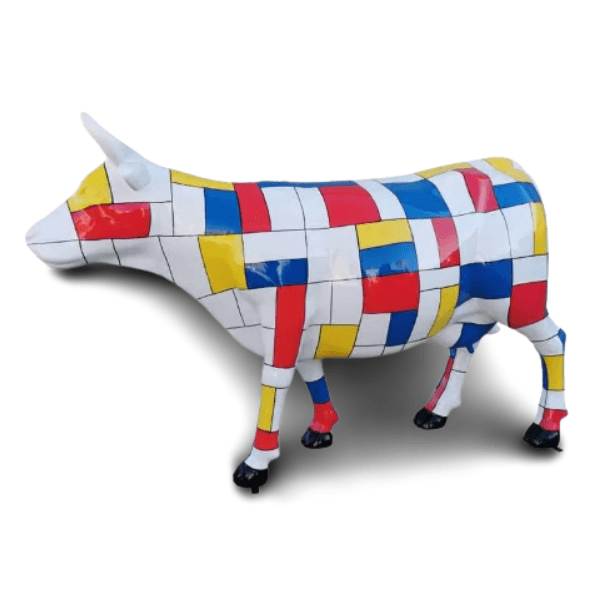 Sculpture Vache XXL en Résine 225 cm Multicolore – Swiss Sculpture - Swiss-sculpture.ch