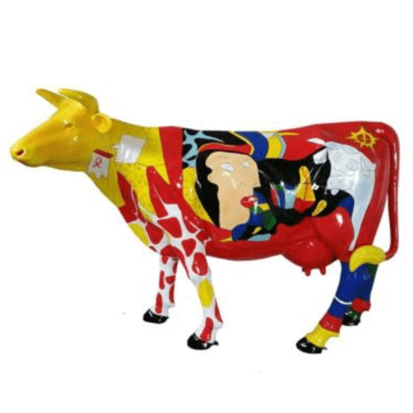 Sculpture Vache XXL en Résine 225 cm Multicolore – Swiss Sculpture - Swiss-sculpture.ch