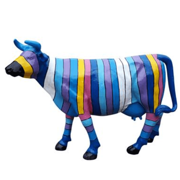 Sculpture Vache XXL en Résine 225 cm Multicolore – Swiss Sculpture - Swiss-sculpture.ch