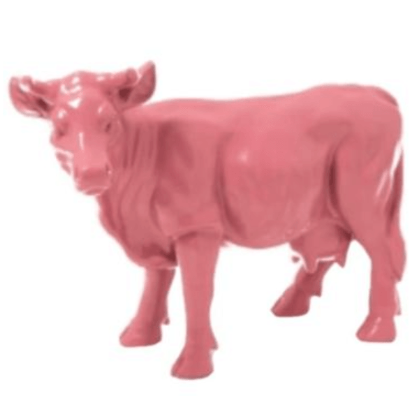 Sculpture Vache en Résine 50 cm Rose Clair – Swiss Sculpture - Swiss-sculpture.ch