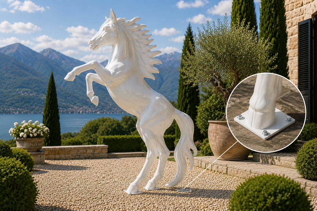 Comment fixer et stabiliser une statue en résine en extérieur ?