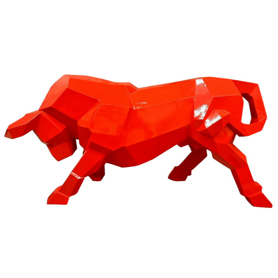 Sculpture Taureau Résine Origami 100 cm Rouge – Swiss Sculpture